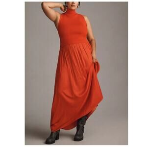 By Anthropologie Twofer Sleeveless Sweater Maxi Dress with Pleated Skirt